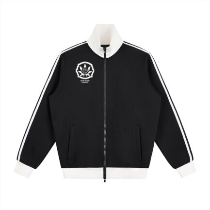 RoseBudd London Clothing Classic -The One Sided Fleece Track Jacket with Stripe