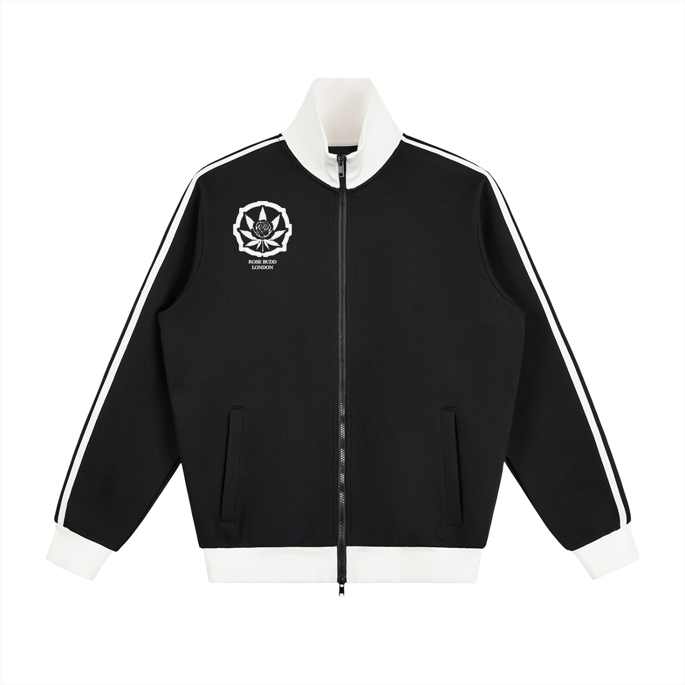 RoseBudd London Clothing Classic - Fleece Track Jacket with Stripe