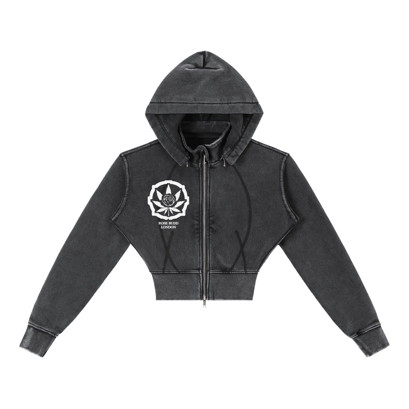 Vintage Washed Cropped Fleece Hoodie